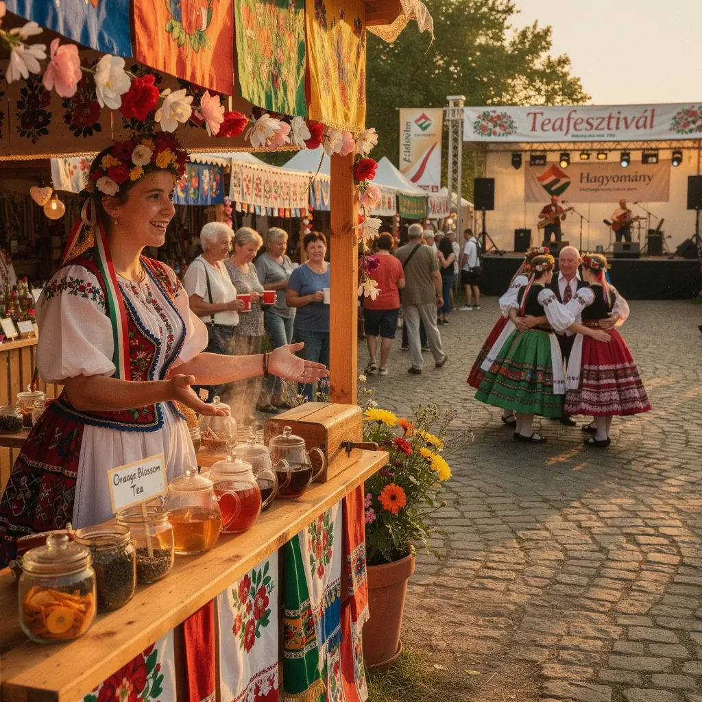 Narancsvirág tea csésze, amelyben a napfény tükröződik.